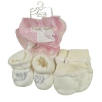 Nové - 4Set - 1x - Ponožky s volánky Pex + 2x - rukavice + 1x - bačkory 