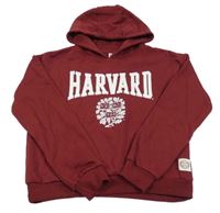 Vínová crop mikina s nápisem - Harvard a kapucňou PRIMARK