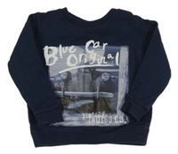 Tmavomodrá mikina s autom a nápismi F&F