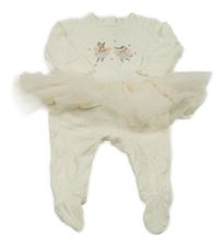 Smetanový puntíkatý žebrovaný overal s myšmi a tylem Next