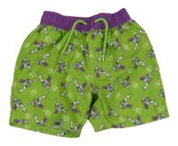 Zeleno-tmavofialové plážové kraťasy s Buzzem PRIMARK