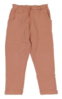 Světleskořicové melírované paper bag tepláky s mašlí ZARA