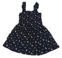 Čierne letné šaty s obrázkami a volánikmi KIABI