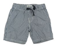 Tmavomodro-bílé pruhované plátěné kraťasy H&M