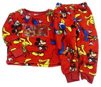 Červené chlpaté pyžama s měnícím obrázkem - Mickey a přátelé Matalan