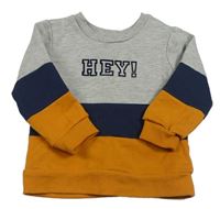 Sivo-tmavomodro-medová mikina s nápisom Primark