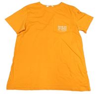 Oranžové tričko s vreckom s nápisom zn. H&M