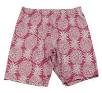 Tmavoružové elastické kraťasy s ananásmi M&S