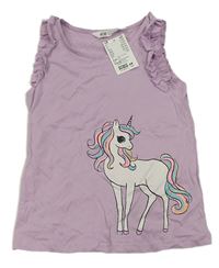 Lila top s jednorožcem H&M