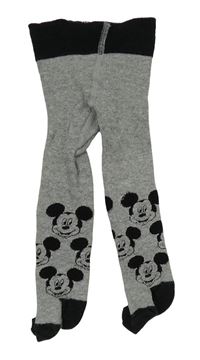 Sivé melírované pančuchy s Mickeym Disney