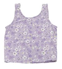 Lila květovaný crop top George