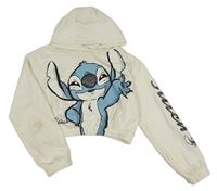 Smotanová crop mikina so Stitchem a kapucňou Primark