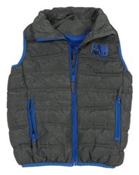 Tmavošedá melírovaná šusťáková zateplená vesta s nápisem Y.F.K.