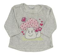 Světlešedé melírované sametové triko s houbami Ergee