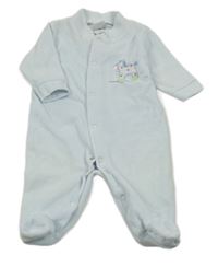 Svetlomodrý zamatový overal s koněm Dandelion