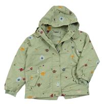 Zelená šusťáková lehce zateplená bunda s příšerkami a kapucí TCM