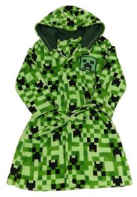 Zelený chlupatý župan s Minecraft a kapucí George