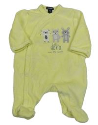 Žltý zamatový overal so zvířaty Kiabi