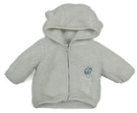 Bílá chlupatá propínací mikina s hvězdou a kapucí Ergee