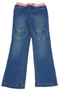 Modré rifle se srdíčky a úpletovým pasem Mini Boden