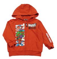 Červená propínací mikina s Avengers a kapucí Marvel