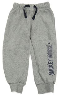 Šedé melírované tepláky s nápisem - Mickey Disney