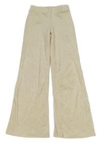 Béžové plyšové široké tepláky H&M