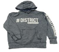 Tmavomodrá vzorovaná mikina s nápisom a kapucňou Yigga