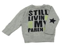 Sivý melírovaný sveter s nápisom Topomini