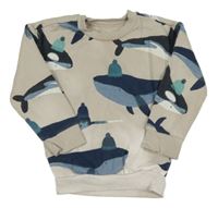 Béžová mikina s velrybami Nutmeg