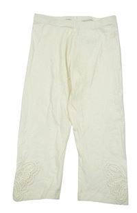 Smetanové capri legíny s krajkovými motýly C&A