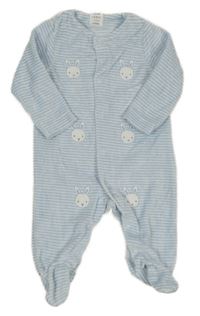 Světlemodro-bílý pruhovaný sametový overal s králíky John Lewis