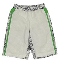 Bílé plážové kraťasy s obrázky Alpine Pro