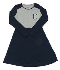 Tmavomodro-šedé bavlněné šaty s písmenem Pepperts