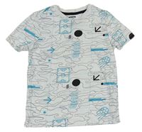 Bielo-čierno-modré vzorované tričko F&F