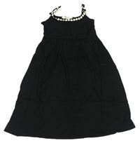 Čierne ľahké šaty s nášivkou kvítků zn. H&M