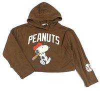 Hnedá crop mikina so Snoopym a kapucňou H&M