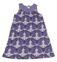Fialové vzorované šaty s motýlikmi H&M