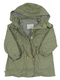 Khaki plátenná jesenná bunda s kapucňou Primark