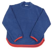 Tmavomodrá fleecová mikina s červeným lemem zn. UniQlo