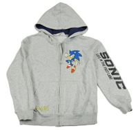 Sivá melírovaná prepínaci mikina so Sonicem a kapucňou H&M