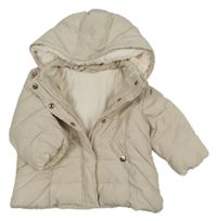 Smetanová šusťáková zimní bunda s kapucí H&M