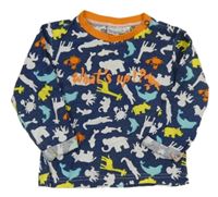 Tmavomodro-oranžové vzorované tričko so zvieratkami Ergee