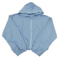 Svetlomodrá crop prepínaci mikina s kapucňou shein