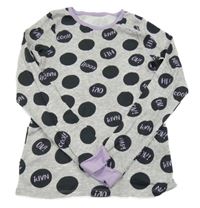 Sivo-čierne bodkovaná é pyžamové tričko Dunnes