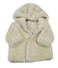 Smetanový kožešinový podšitý kabátek s kapucí Next