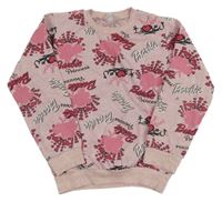 Svetloružová vzorovaná mikina s Barbie Zara