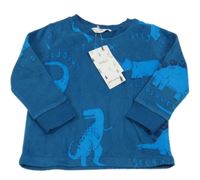 Nové - tmavomodré fleecové triko s dinosaury M&S