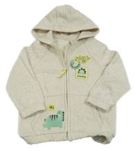 Smotanová vzorovaná prepínaci mikina s dinosaurami a kapucňou George