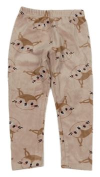 Svetloružové plyšové legíny s veverkami Pep&Co